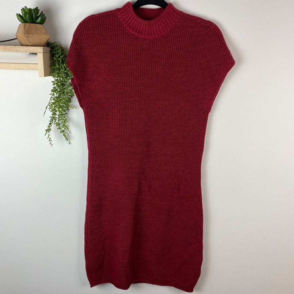 Athleta sweater dress red short sleeve size XS